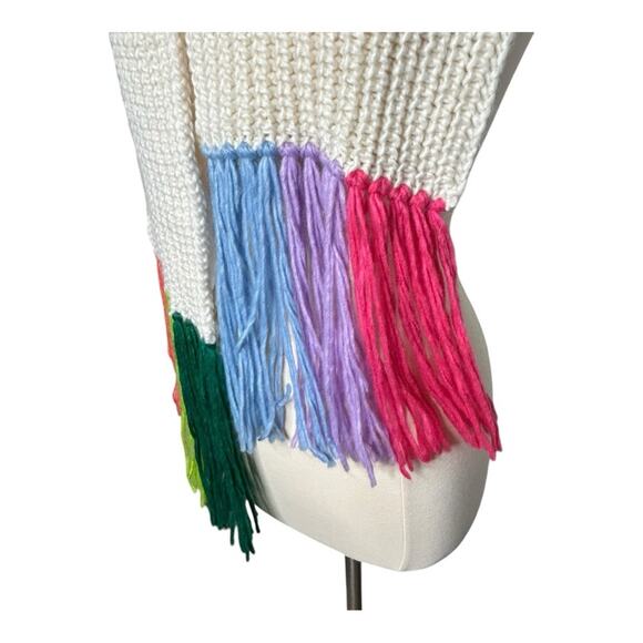 Anthropologie Colorful Fringe Scarf NWT Rainbow - Picture 3 of 8